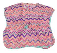 Růžovo-barevná vzorovaná šifonová plážová tunika