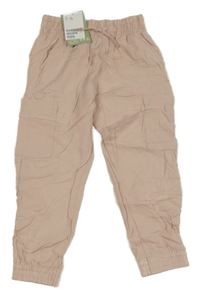 Nové - Světlerůžové cargo kalhoty s kapsami H&M