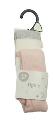 Nové - 3x - Světlerůžové + bílé + šedé punčocháče F&F