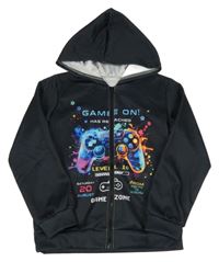 Černá propínací sportovní mikina s ovladačem a kapucí 