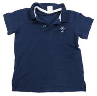 Tmavomodré polo tričko s palmou H&M