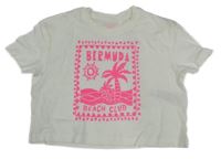 Bílé crop tričko s palmami Primark