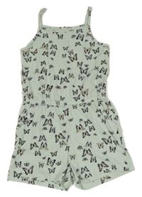 Světlemodrý puntíkovaný letní overal s motýlky Name it 