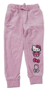 Světlerůžové sametové kalhoty s Kitty 
