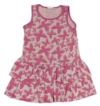 Světlerůžovo-růžové šaty s motýlky a volánkem Kids 