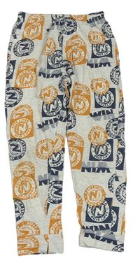 Světlešedé melírované pyžamové kalhoty s logy - NERF Tu