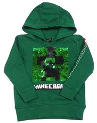 Tmavozelená mikina s překlápěcím flitry - Minecraft a kapucí zn. Next