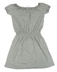 Šedé melírované šaty s lodičkovým výstřihem H&M