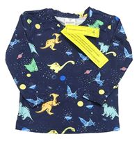 Tmavomodré pyžamové triko s dinosaury zn. SHEIN