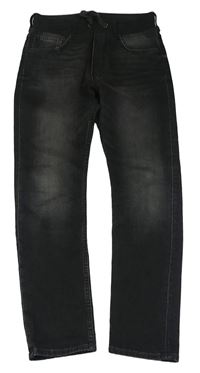Šedočerné jogger teplákové rifle s úpletovým pasem zn. H&M
