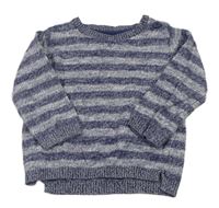 Tmavomodro-bílý pruhovaný melírovaný svetr zn. F&F