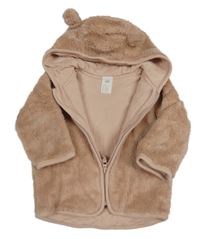 Světlehnědá chlupatá podšitá bunda s kapucí s oušky H&M