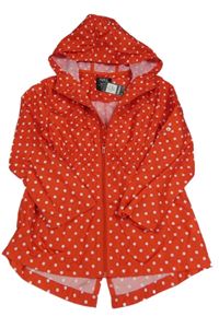 Nové - červeno-bílá puntíkatá šusťáková nepromokavá parka s kapucí PRIMARK