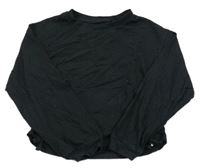 Černé vzorované crop triko s nařasením Next