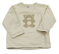 Smetanová propínací mikina s medvídkem H&M