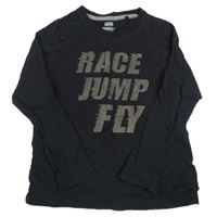 Černé triko s nápisy lupilu