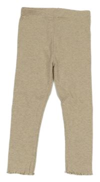 Světlešedo-smetanové melírované žebrované legíny tu