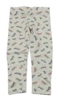 Světlešedé melírované legíny s vážkami YD