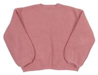 Růžový žebrovaný oversize svetr F&F