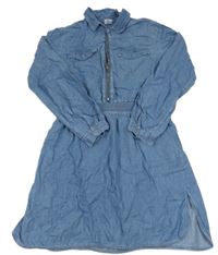 Modré lehké riflové šaty s límečkem Page one young