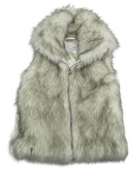 Bílo-šedá kožešinová podšitá vesta Next