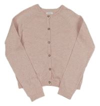 Světlerůžový melírovaný propínací svetr Next