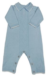 Světlemodrý úpletový overal se vzorem a límečkem little nutmeg