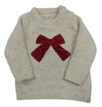 Smetanový melírovaný svetr s mašlí George