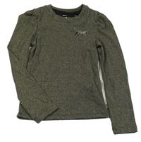 Tmavošedo-zlaté melírované žebrované triko se šelmou we