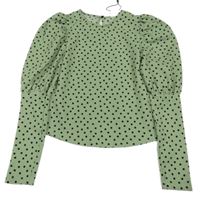 Světleolivová vzorovaná puntíkatá halenka ZARA