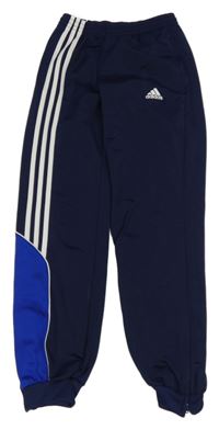 Tmavomodro-safírovo-bílé thermo tepláky Adidas