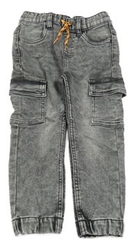 Tmavošedé plísňové cargo cuff teplákové rifle Kiki&Koko