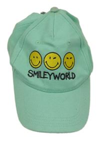 Mátová plátěná kšiltovka se smajlíky a nápisem H&M