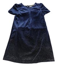 Tmavomodro-zlaté sametové šaty PRIMARK