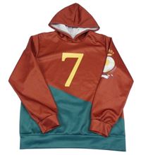 Rezavo-šalvějová sportovní mikina s číslem a kapucí