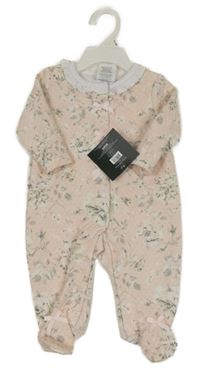 Nové - světlerůžová prošívaná vyteplená kombinéza s kytičkami a mašličkami a límečkem LAURA ASHLEY