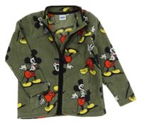 Khaki fleecová propínací mikina s Mickey Disney
