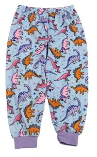 Světlemodré plyšové pyžamové kalhoty s dinosaury Primark