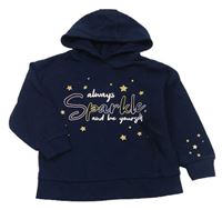 Tmavomodrá mikina s nápisem s hvězdami a kapucí Primark