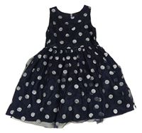 Tmavomodré puntíkaté tylové šaty H&M