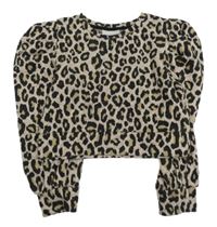 Béžová crop mikina s leopardím vzorem Matalan