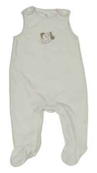 Bílé sametové dupačky s čápem Sergent Major