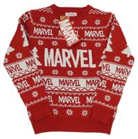 Nové - Červený vzorovaný svetr s nápisy - Marvel Primark