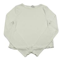 Bílé žebrované crop triko Y.F.K.