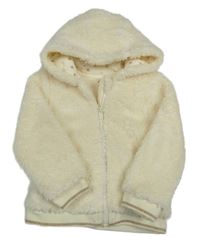 Krémová třpytivá chlupatá propínací mikina s kapucí Orchestra