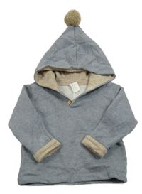 Modrá melírovaná mikina s kapucí s bambulí H&M