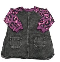 Antracitovo-fialové riflovo/teplákové šaty se vzorem Next