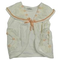 Smetanové lehké bolerko s krajkou a límcem