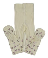 Krémové punčocháče se srdíčky H&M