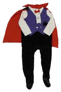 Nové - Bílo-fialovo-černý overal s motýlkem a pláštěm - upír F&F